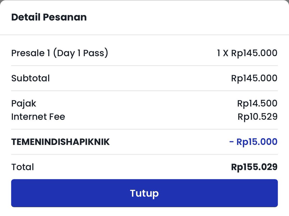 reviewbydica's tweet image. guysss, kalo ada yg minat nonton Bigu Festival jangan lupa masukin kode voucher “TEMENINDISHAPIKNIK” yaaa, nanti langsung dapet potongan harga kaya gini lumayan bangettt🙆🏻‍♀️

tiket presale 1 udah menipis jadi langsung amanin yaa 👉🏻 yesplis.com/event/bigu-fes…

#wtb #wts #bigufestival