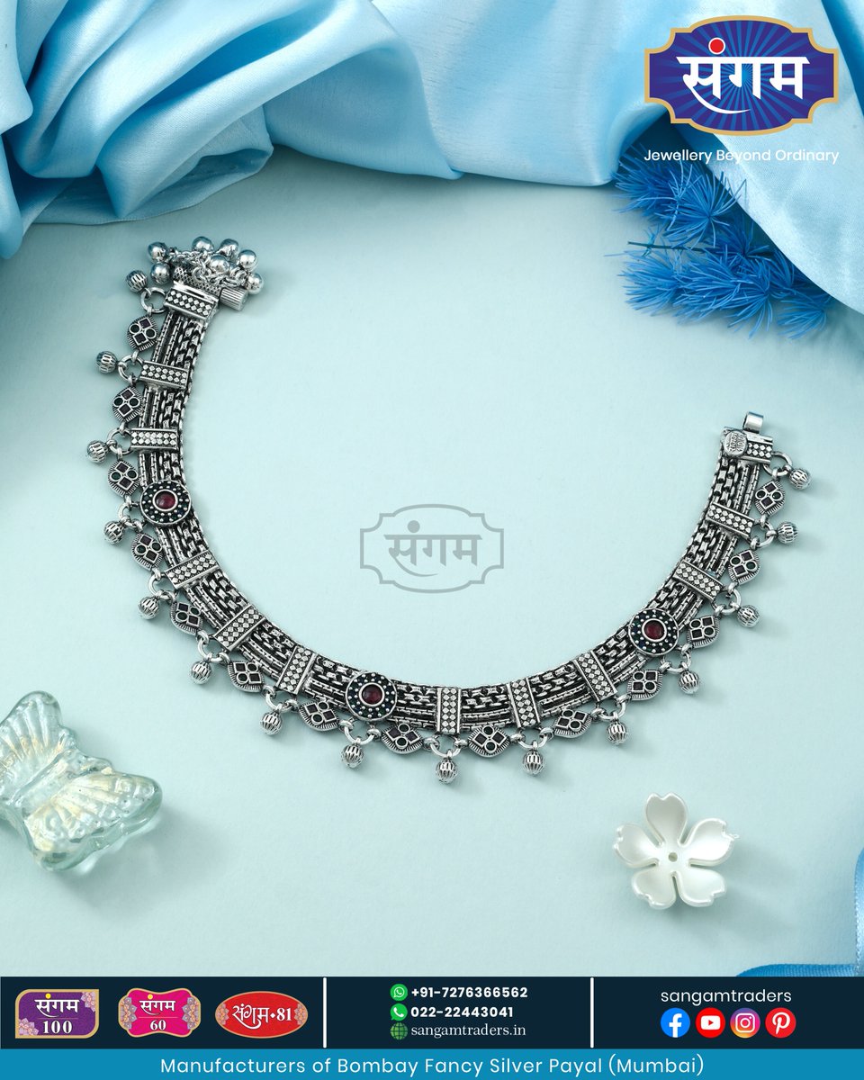 sangamtraders's tweet photo. Heavy look. Sharp finish. Bold oxidised vibe.😍
.
These statement silver anklets feature a rich oxidised finish with detailed floral and geometric patterns throughout. 
[ Black Oxodised Finish Silver Anklets ]
#oxodisedjewellery #oxodisedanklet #traditionalanklet  #bridaljewelry https://t.co/c7tXhdQkuN