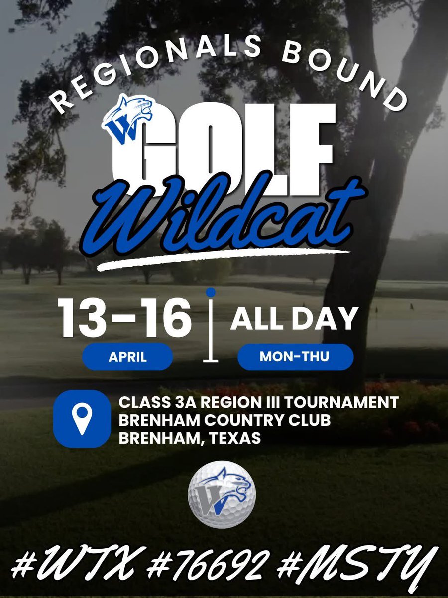 WWSportsNetwork's tweet image. REGIONALS WEEK!⛳️

Good luck to Mason Stubblefield and Audrina Espino this week as they compete at the Class 3A Region III golf tournaments at Brenham Country Club! 

Stubblefield will play April 13-14, and Espino will play April 15-16! #WTX #76692 #MSTY