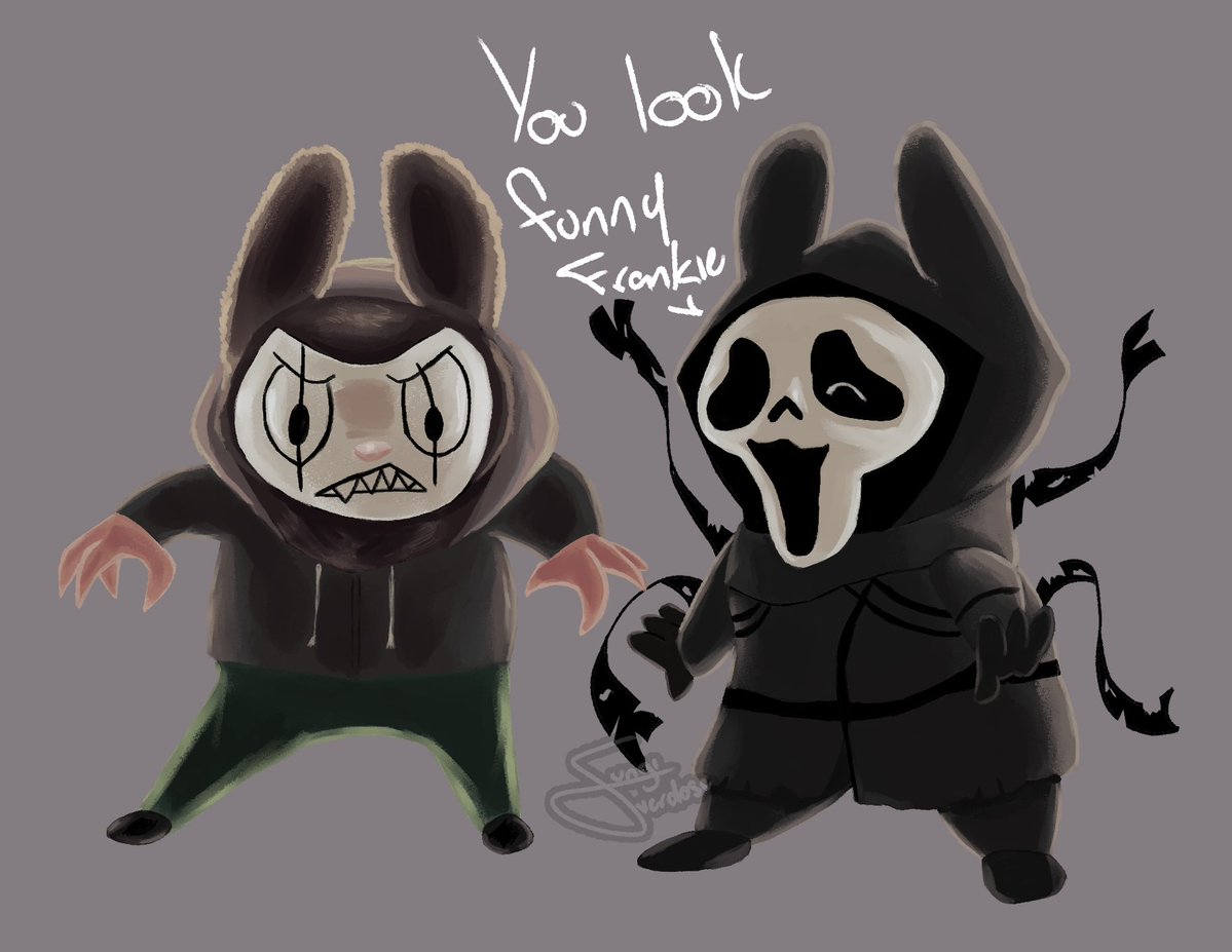 "Why is Danny’s left eye always visible in ur drawings?" -> wait… your right??? 
(Ignore them being Frank and Danny being Labubu’s) 
#dbd #dannyjohnson #ghostface 

 fungioverdose.straw.page