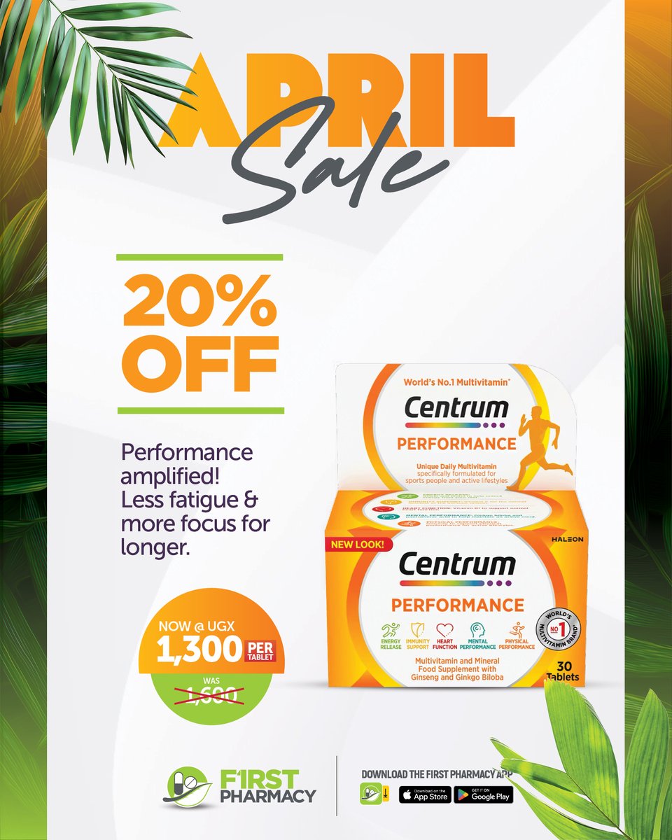 FirstPharmacy_'s tweet image. Centrum Performance 💪
UGX 1,300/tab to support your daily energy
Keep up all day, stock’s going fast 😌

🛒 Order now on the First Pharmacy App
#Sale #Centrum #Performance