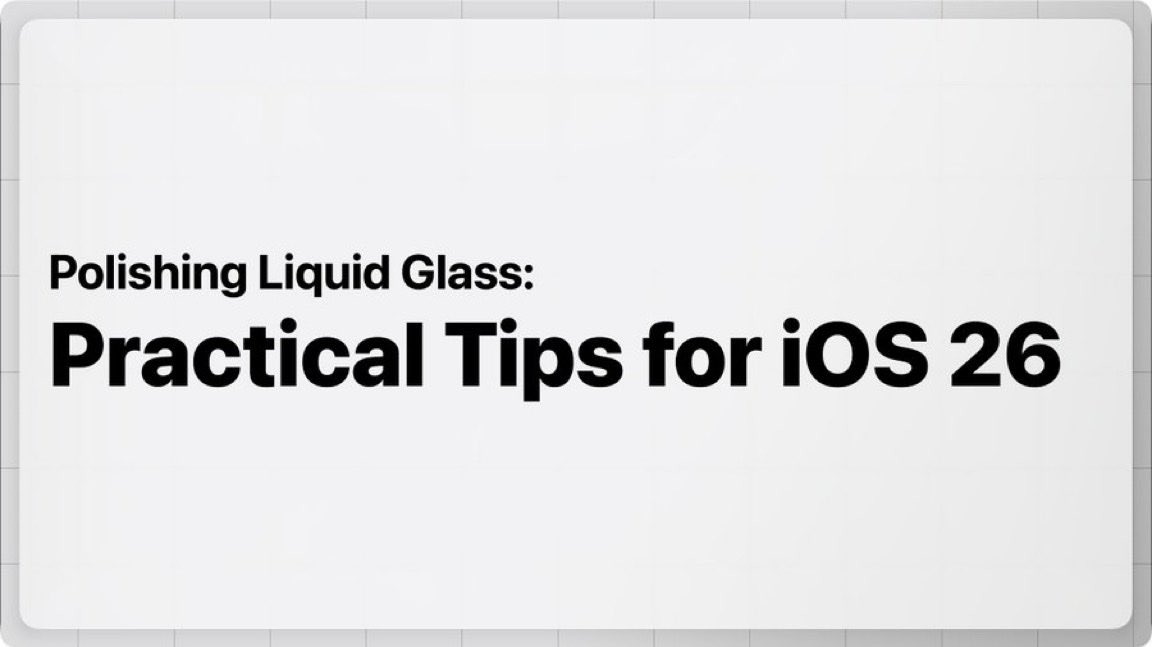 mtj_j's tweet photo. Thank you for watching my talk "Polishing Liquid Glass: Practical Tips for iOS 26".
My slide is available here.
All slides are written in SwiftUI, so please build the repository on Xcode.
#tryswift

https://t.co/QHAGpBslJL https://t.co/pG9Tvv2UD5