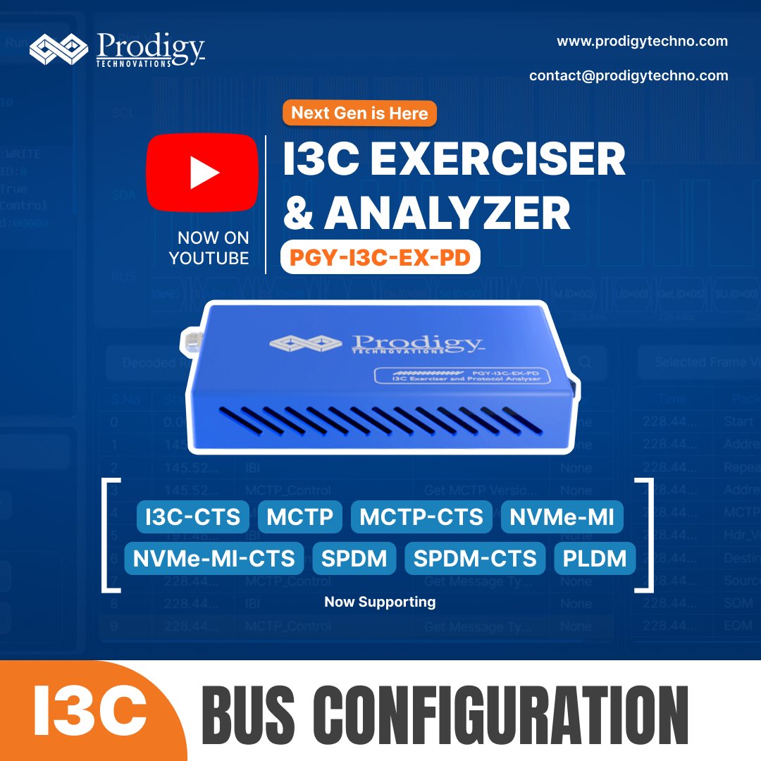 prodigytechno's tweet image. Getting I3C configuration right is the first step to reliable validation and debug. This video walks through controller &amp;amp; target setup, bus configuration, addressing, and building a complete I3C network using the PGY-I3C-EX-PD.

 youtube.com/watch?v=qMz8YQ…

#EmbeddedSystems #I3C