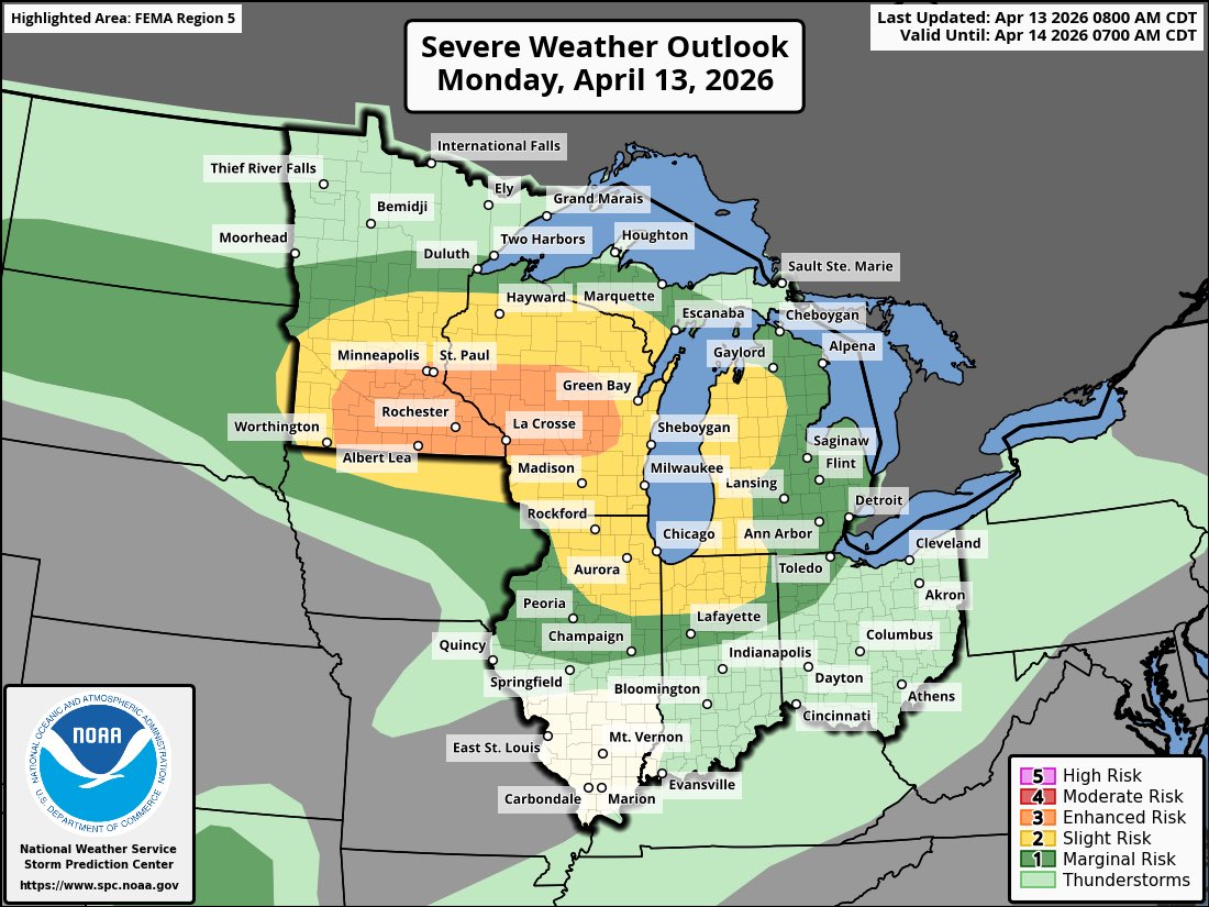 VortixWx's tweet image. Today we have an ENH risk for parts of #Minnesota &amp;amp; #Wisconsin. The main threats include some tornadoes, w/ 1-2 being strong, some damaging winds &amp;amp; very large hail. Details will be discussed later today.
#MNwx #WIwx #severewx