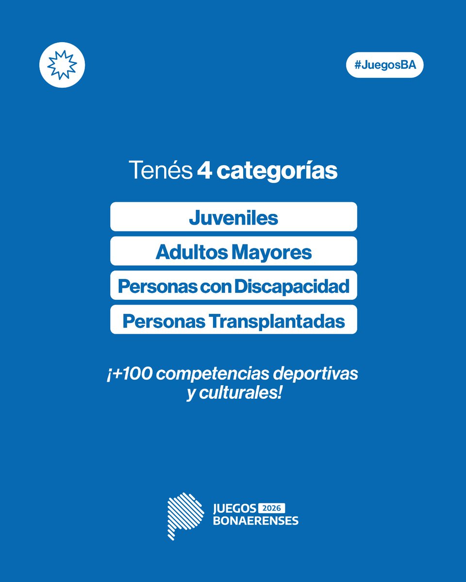 DeportesPilar's tweet image. ¡SUMATE A LOS JUEGOS BONAERENSES 2026! ⚽🏃‍♀️🥇
Anotate y representá a #Pilar en la competencia deportiva más grande del país 🙌 
👉 Tenés más de 60 disciplinas y 4 categorías para ser parte.
📲Enviá "JuegosBonaerenses" al WApp de #MiMuni 11-5238-6864 para más info e inscripción.