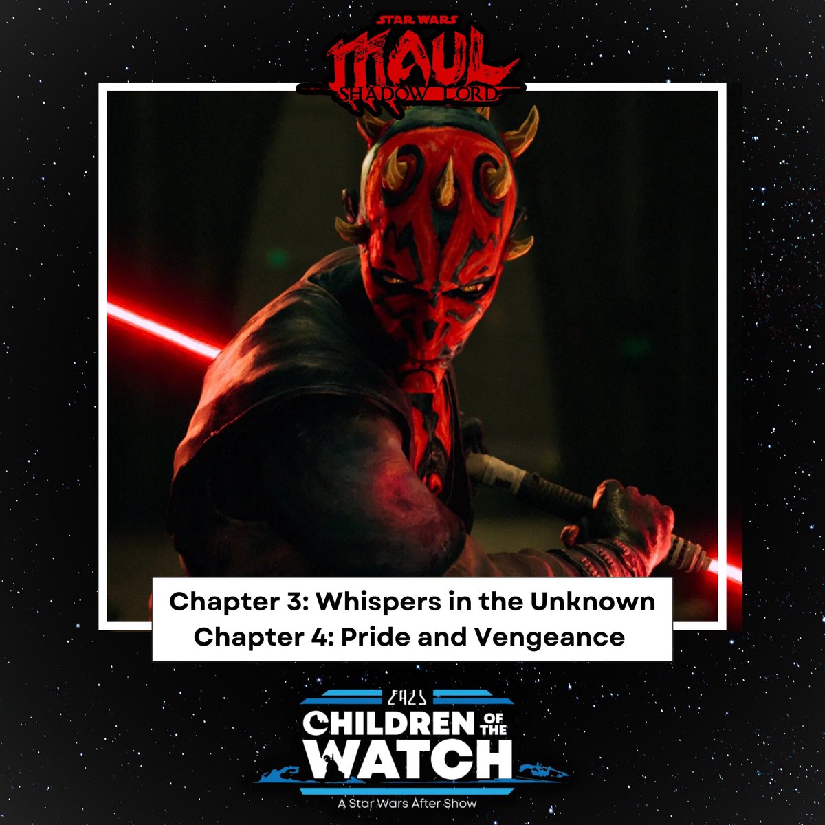 Join the Watch as we break down Chapters 3 &amp; 4  🔥

•Maul, Devon, Daki, Brander &amp; Rylee deep dive
•Sith training (we definitely don’t geek out…)
•Cassius tea ☕️
•Mac’s betrayal
•Saw Gerrera impressions

AND more. YouTube goes LIVE at 8PM EST

Listen: podcasts.apple.com/us/podcast/chi…