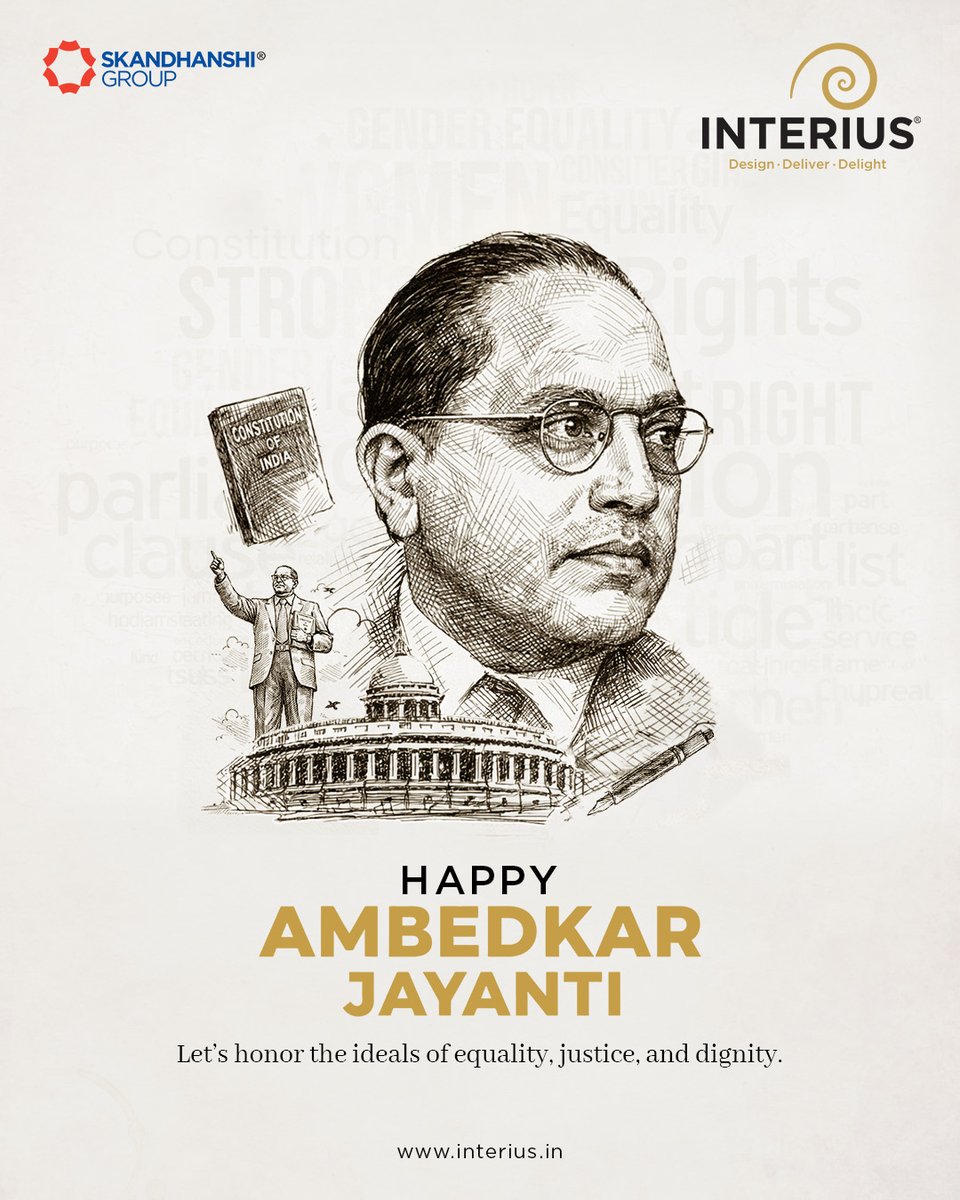 _interius's tweet photo. Happy Ambedkar Jayanti from INTERIUS! ✨
Let’s honor the architect of the Indian Constitution—a legacy that continues to empower generations. 📜
Not just a leader, but a movement.
Not just a voice, but a revolution.
#INTERIUS #AmbedkarJayanti2026 #DrBRambedkar #BhimJayanti https://t.co/sVqSnc1oDr