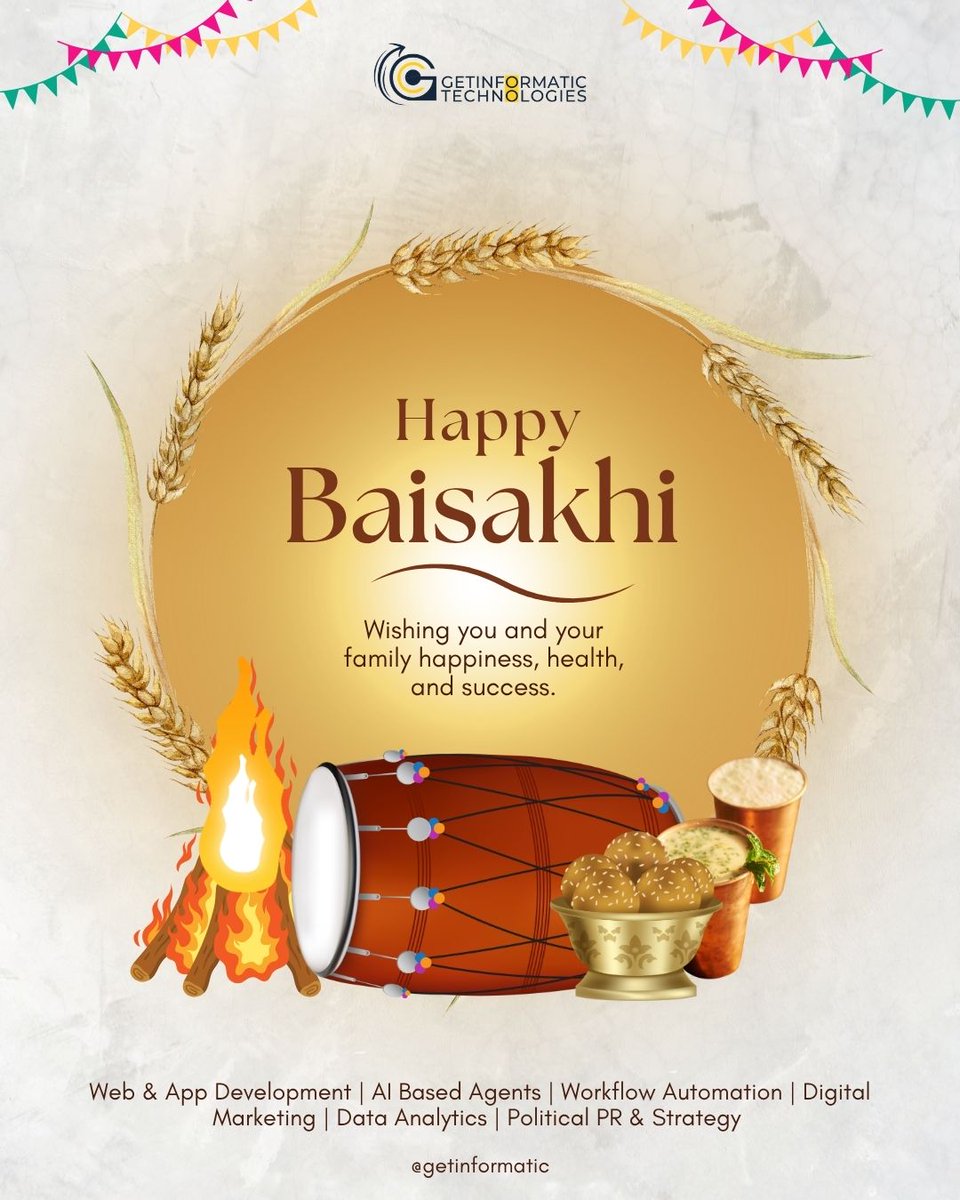 GetInformatics's tweet photo. Wishing you and your family happiness, health, and success. Happy Baisakhi! Let's keep building, growing, and scaling together.

#getinformatictechnologies #getinformatic https://t.co/mBch5P7h0j
