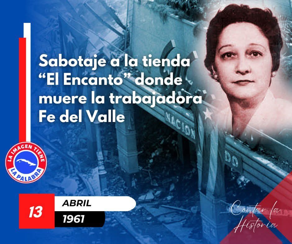 #TenemosMemoria, el pueblo cubano🇨🇺 digno y revolucionario recuerda y condena el vil sabotaje orquestado y financiado por el gobierno de EEUU a la tienda El Encanto, honramos la memoria de la trabajadora Fe del Valle.
#CardenasXCuba
#CubaViveEnSuHistoria
#MatancerosEnVictoria