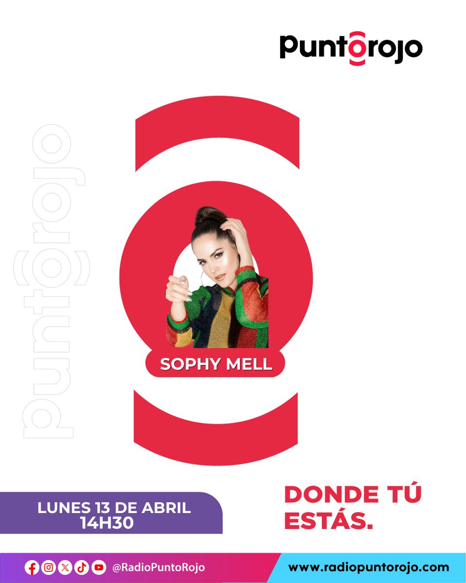 RadioPuntoRojo's tweet photo. Tus tardes se enciende en #AlRojoVivo 
@sophymell nos acompañará para contarnos de su nominación en @PremioDiscoRojo https://t.co/AUtiUNQguY