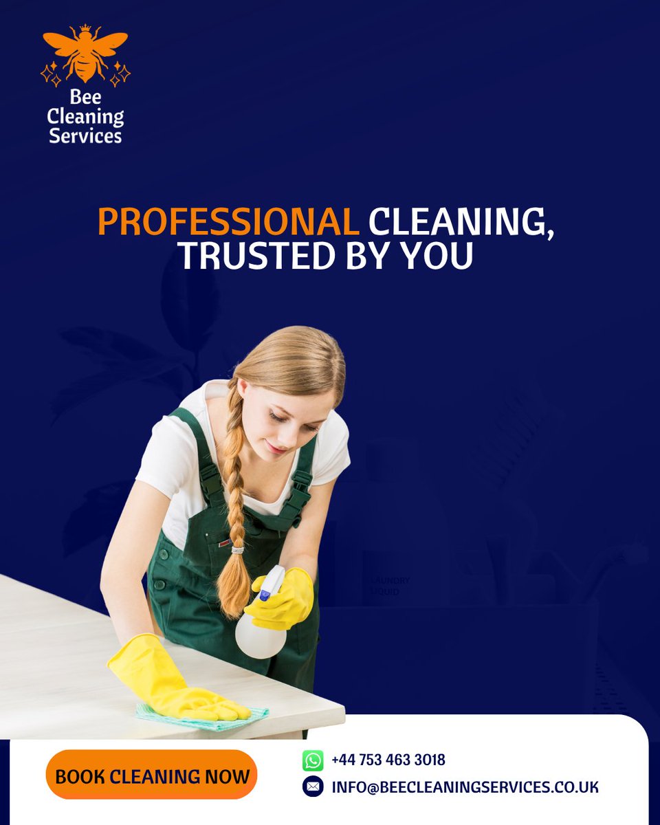 BeeCleaningUK's tweet image. Professional cleaning, trusted by you ✨ Bee Cleaning Services UK delivers reliable, high-quality cleaning for homes, offices, and commercial spaces—ensuring spotless results, attention to detail, and consistent care you can depend on.

#BeeCleaningServices #TrustedCleaners