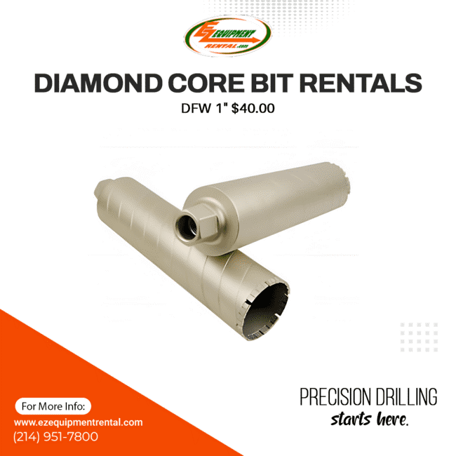 EZEquipmentRent's tweet image. 💎🔩 Drill with precision using a 1” diamond core bit—clean cuts through concrete, brick &amp;amp; block.
 📞 Rent now: bit.ly/3X5hMWg

#CoreBit #ConcreteDrilling #DiamondTools #ContractorTools #HeavyDuty