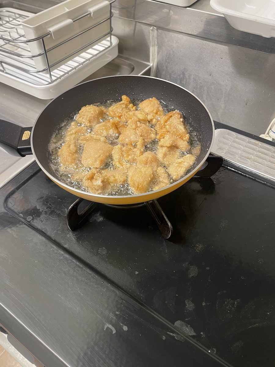 風呂上がり唐揚げはさすがに汗だく。

パンイチパンイチ！