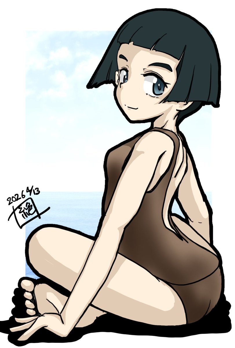 昨日は(一昨日か?)西原ちゃんを描いたので
4話記念の上西を描かないと…
ネ‼︎
知波単の指定スクール水着
結構背中ガバッと開いてましたよねー
セクシー❤️ 