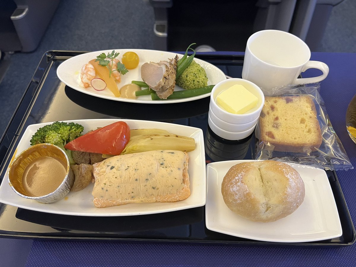 pochirm35's tweet photo. ソウル発券シドニーの締めくくり、羽田ソウルに乗って来ました。今回は観光なしの翌日始発便で帰るっていう修行って感じ。
メインの鮭おいしかった！ https://t.co/MeydFT0FC7
