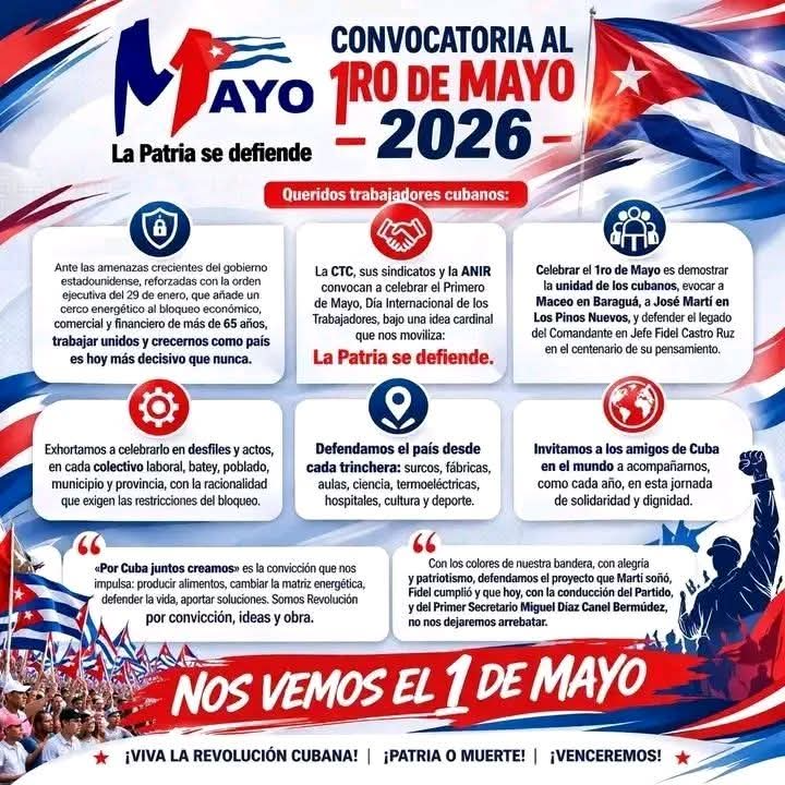 #1roDeMayo #LaPatriaSeDefiende #UnidosXCuba #CubaEstáFirme #TransporteCuba <a href="/MitransCuba/">Ministerio del Transporte de Cuba</a> <a href="/E_RdgzDavila/">Eduardo Rodríguez Dávila</a>