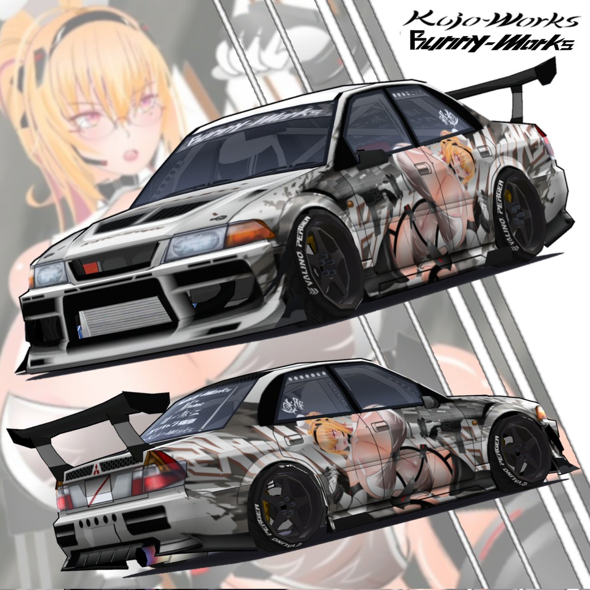 「Bunny-Works・ランエボVI 」
「ツアラーベースの魔改造エボ6」×「武装した半透明バニー衣装のオリキャラ」と言う頭の悪そ～なアイディアを全採用したかと思われる、色々とぶっ飛んだ仕様の車となっております(笑)😅

#frlegends