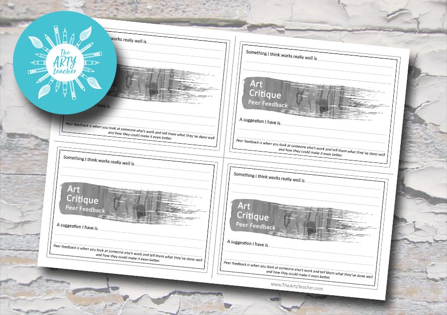 ArtyTeacher's tweet image. Did you see this last week? Whether you call is Peer Feedback, Peer Review or Art Critique - Peer Review', I've got you covered.  These simple Peer Feedback cards can be used with any artwork - so useful!

buff.ly/15p2dd5 

TheArtyTeacher #arted #artsed #ArtEducation