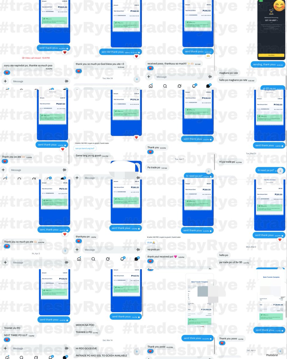 3/3 — December 15 to Feb 4 🧡

compilation of Crypto ⇄ GCash trades ✅

#tradesbyRye | no fees! dm me ~ 

🟢 open for trades!
