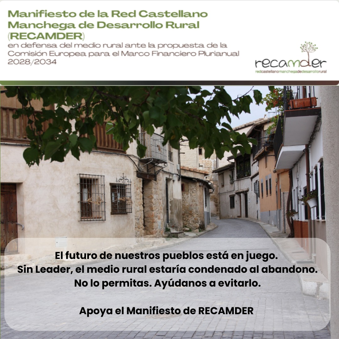 RECAMDER's tweet image. 📢El 20 de abril #RECAMDER y los 29 Grupos de Desarrollo Rural de #CLM llevaremos la voz del medio rural a las instituciones europeas.
✅Será un paso decisivo para pedir a la Comisión Europea que mantenga la financiación específica para #Leader en el periodo 2028/2034. (+)