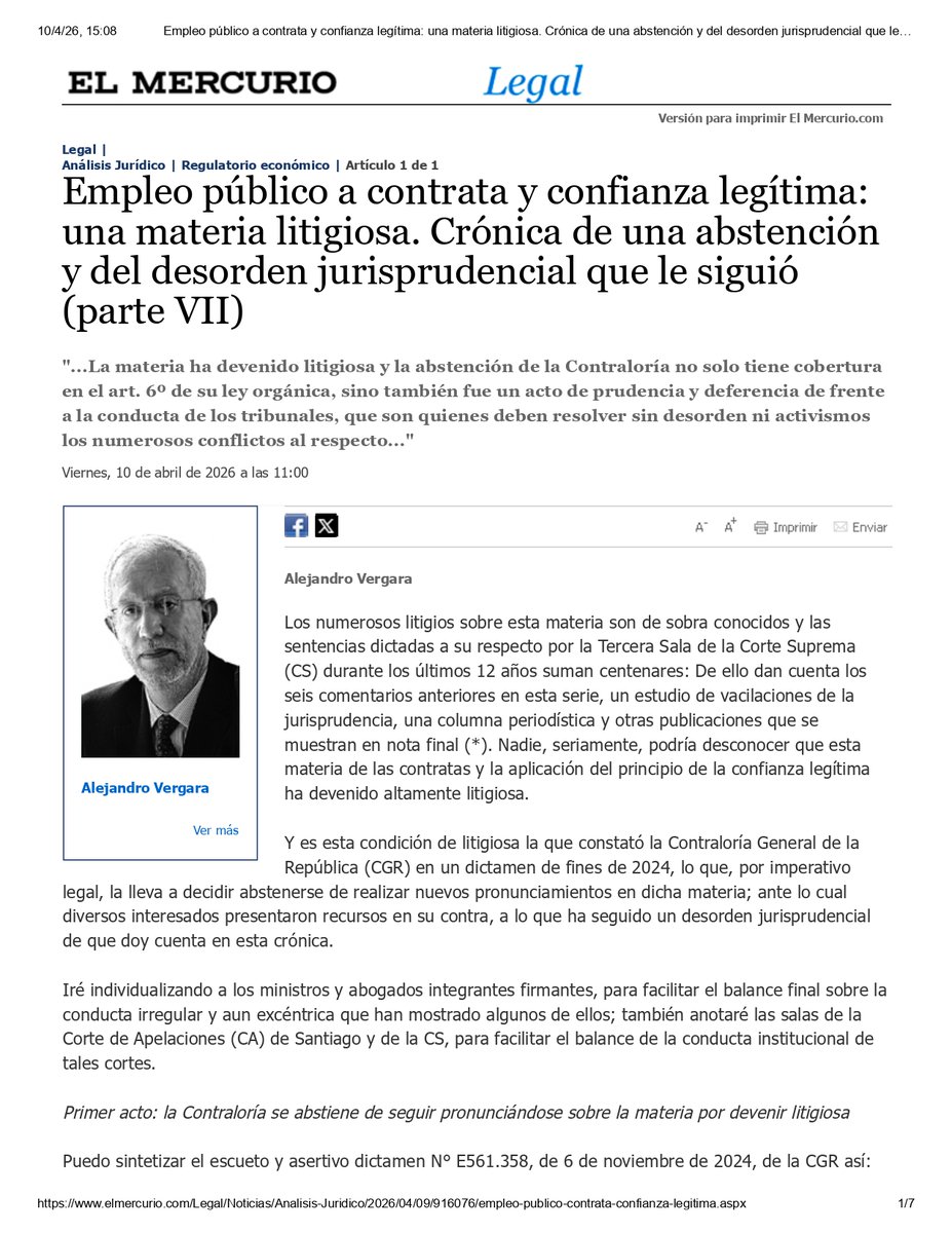 vergara_blanco's tweet photo. Comparto mi más reciente comentario de jurisprudencia publicado en El Mercurio Legal, el cual corresponde a la séptima parte sobre empleo público https://t.co/WvkJXMQ6uE