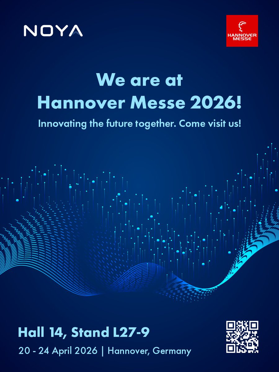 noya_tech's tweet photo. The future doesn't wait, and neither do we.

We are thrilled to announce that as Noya, we will be exhibiting at HANNOVER MESSE 2026!

📍 Event Details:

Location: Hannover, Germany
Booth: Hall 14, Stand L27-9
Dates: April 20 - 24, 2026 https://t.co/D2fUv5IzD9