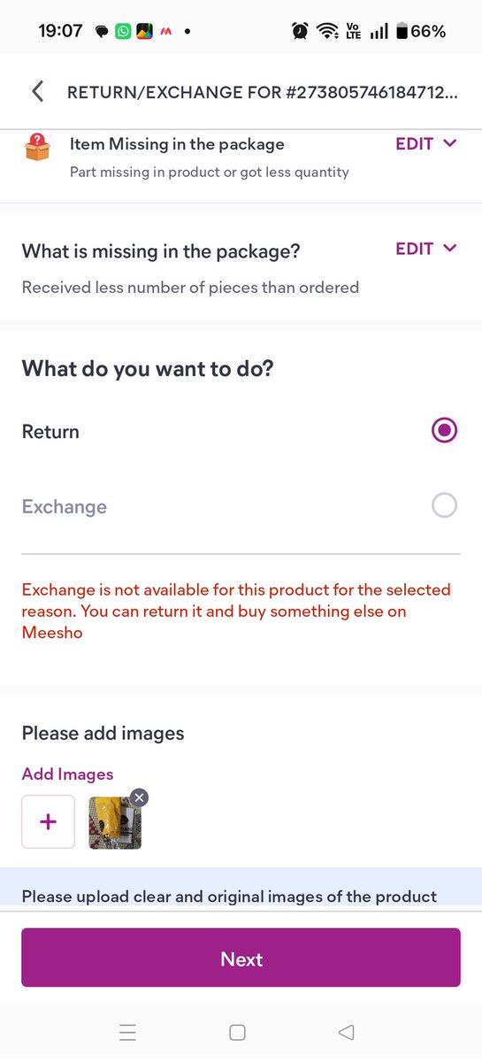 Alka10Chtrvd's tweet photo. @Meesho_Official   Ordered 5 kurta sets (Order ID: 2738057461847125) but received only 1. Paid ₹1885. No refund &amp; no help from call centre. Even complaint option not working. Please resolve urgently. https://t.co/dKgF2ZCEYB