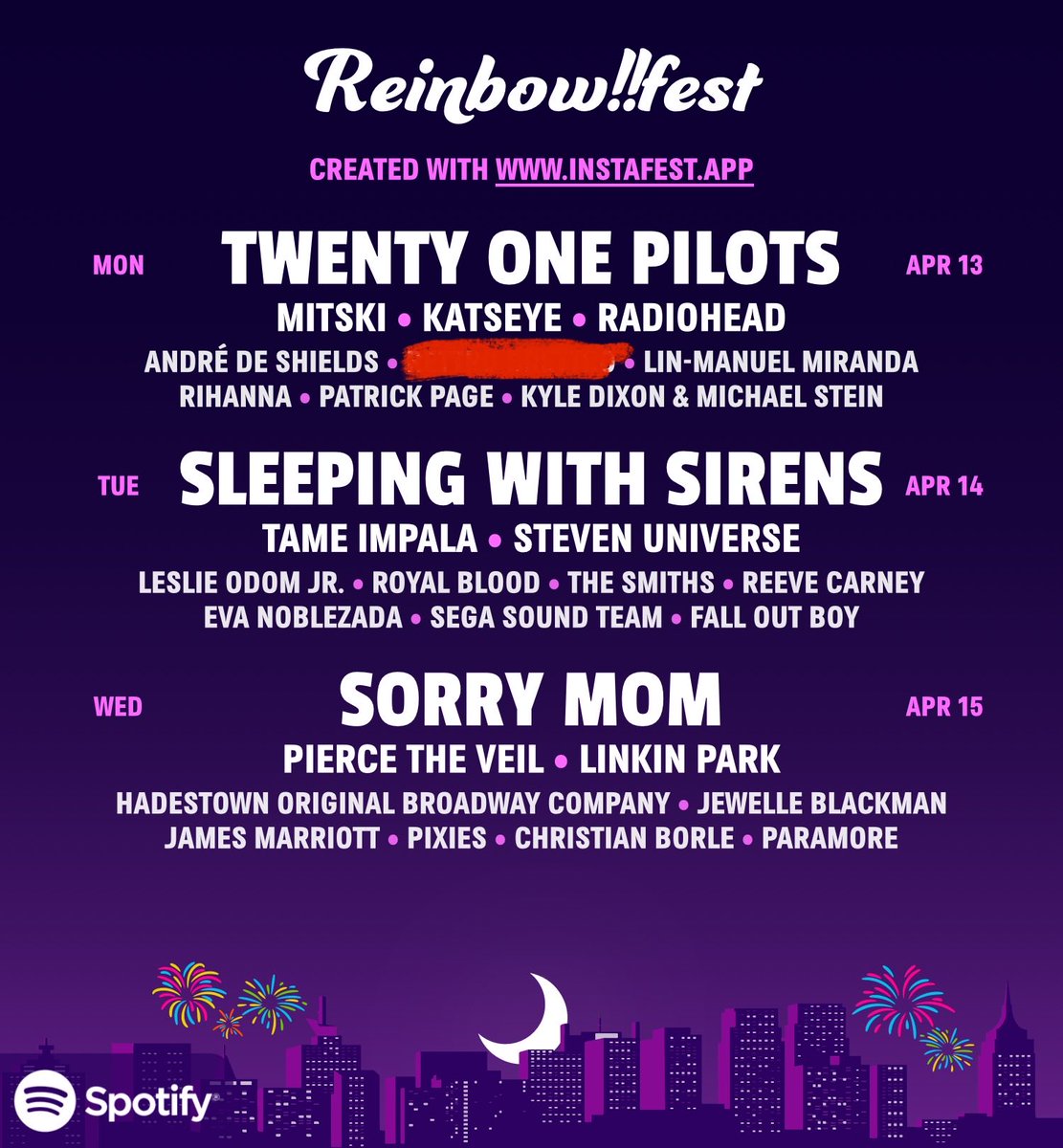 blocking out my evil fathers music I listened to as a joke??? thanks Spotify???