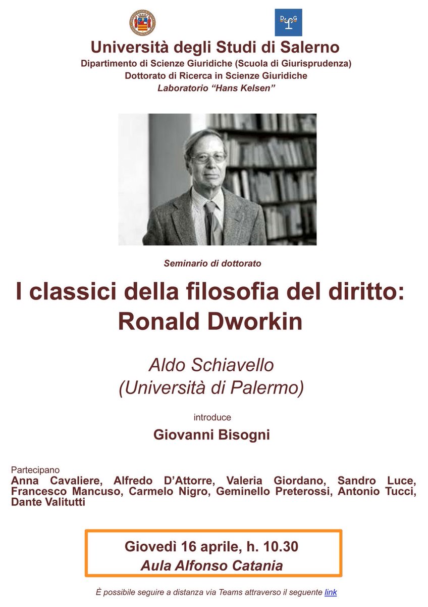 È sempre un piacere enorme discutere con i colleghi e le colleghe di Salerno in un seminario di dottorato. Nell’aula “Alfonso Catania”, poi!