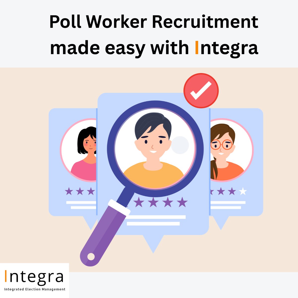 Soch_Inc's tweet image. The challenge of recruiting and retaining poll workers is real.

Streamline and strengthen your process with Integra.

Let’s connect! Schedule a demo to learn more.

#SochInc #Integra #Elections