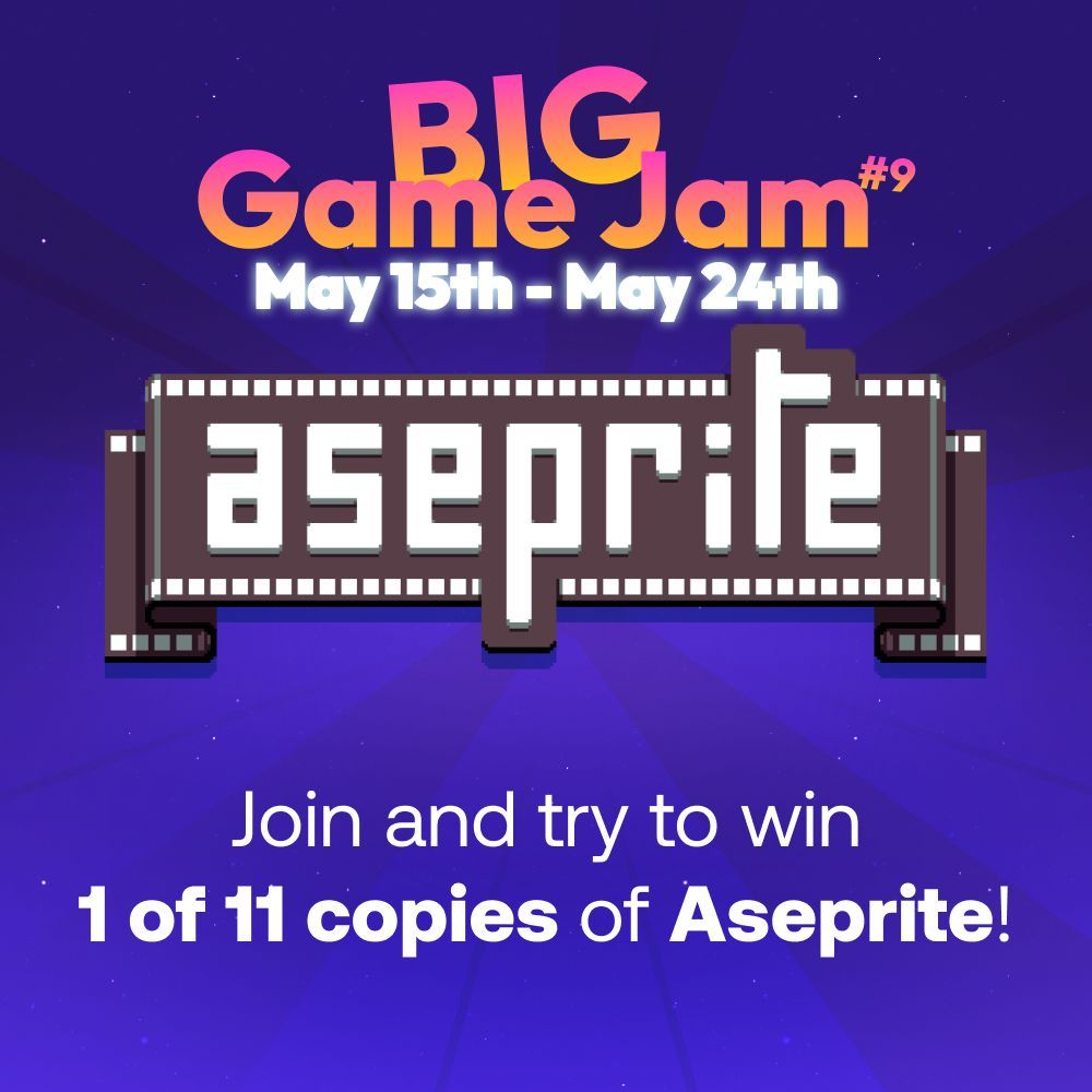GDevelopApp's tweet image. We’re excited to announce our second sponsor: @aseprite! 🎨
The industry-leading pixel art editor is sponsoring our largest-ever online #GameJam! 🌎
👉Join now for a chance to win 1 of 11 free copies!

🗓️ May 15th–24th
🔗 itch.io/jam/gdevelop-b…