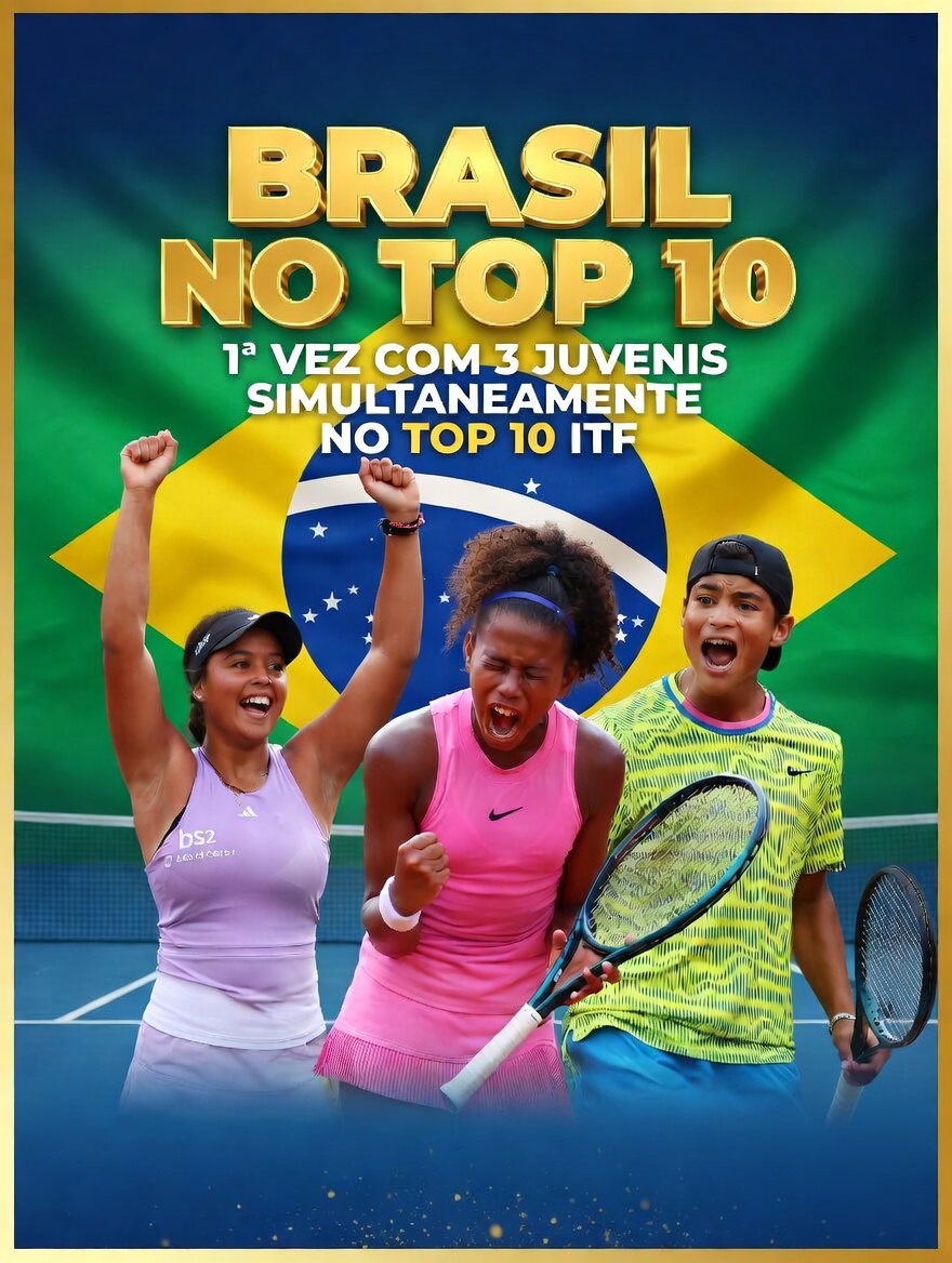 Guto, Naná e Vicky fazem história‼

Já é histórico o Brasil com múltiplas meninas no top10 Juvenil, e ainda temos Gutão Miguel no top3 do mundo juvenil.

▪E o mais importante:

✅Vicky 16,4 anos.
✅Naná 16,1 anos.
✅Guto 17,1 anos.