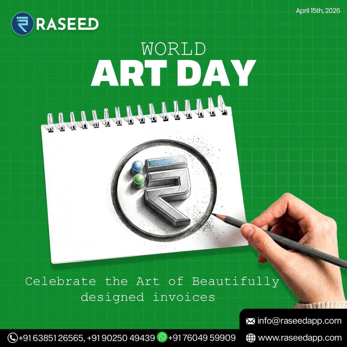RaseedInfinity's tweet photo. Celebrate the Art of Beautifully designed invoices
#WorldArtDay #Raseed #SmartBilling #InvoiceDesign #CreativeBusiness #Branding #BusinessGrowth #DigitalBilling #InvoicingSoftware #DesignMatters #SmallBusiness #EntrepreneurLife #ModernBusiness #BillingMadeEasy #StartupIndia https://t.co/MLUj9Dp4RI