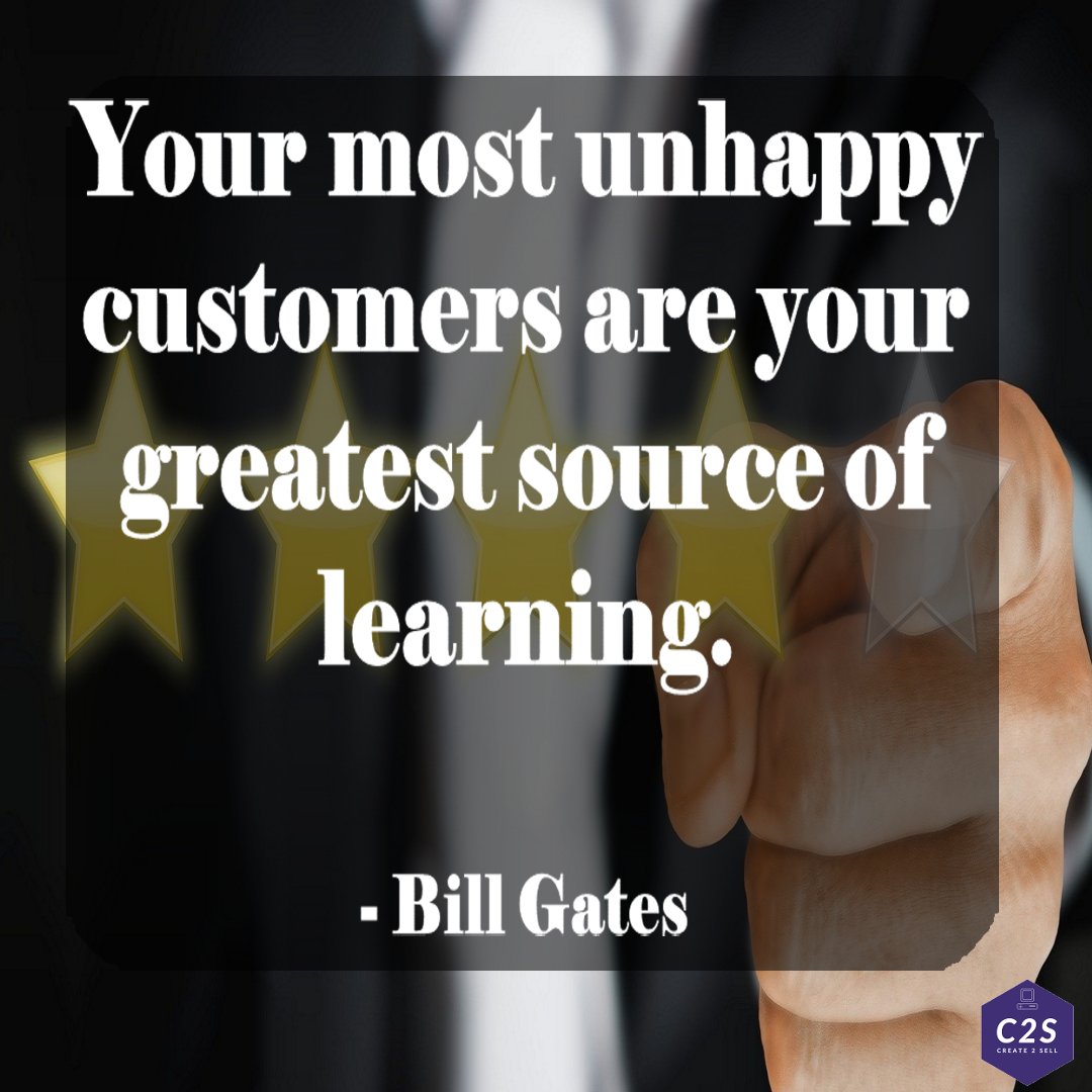 PaigeCreate2Sel's tweet image. Your most unhappy customers are your greatest source of learning. - Bill Gates  #smallbusiness #businessquotes #create2sell #entrepreneur