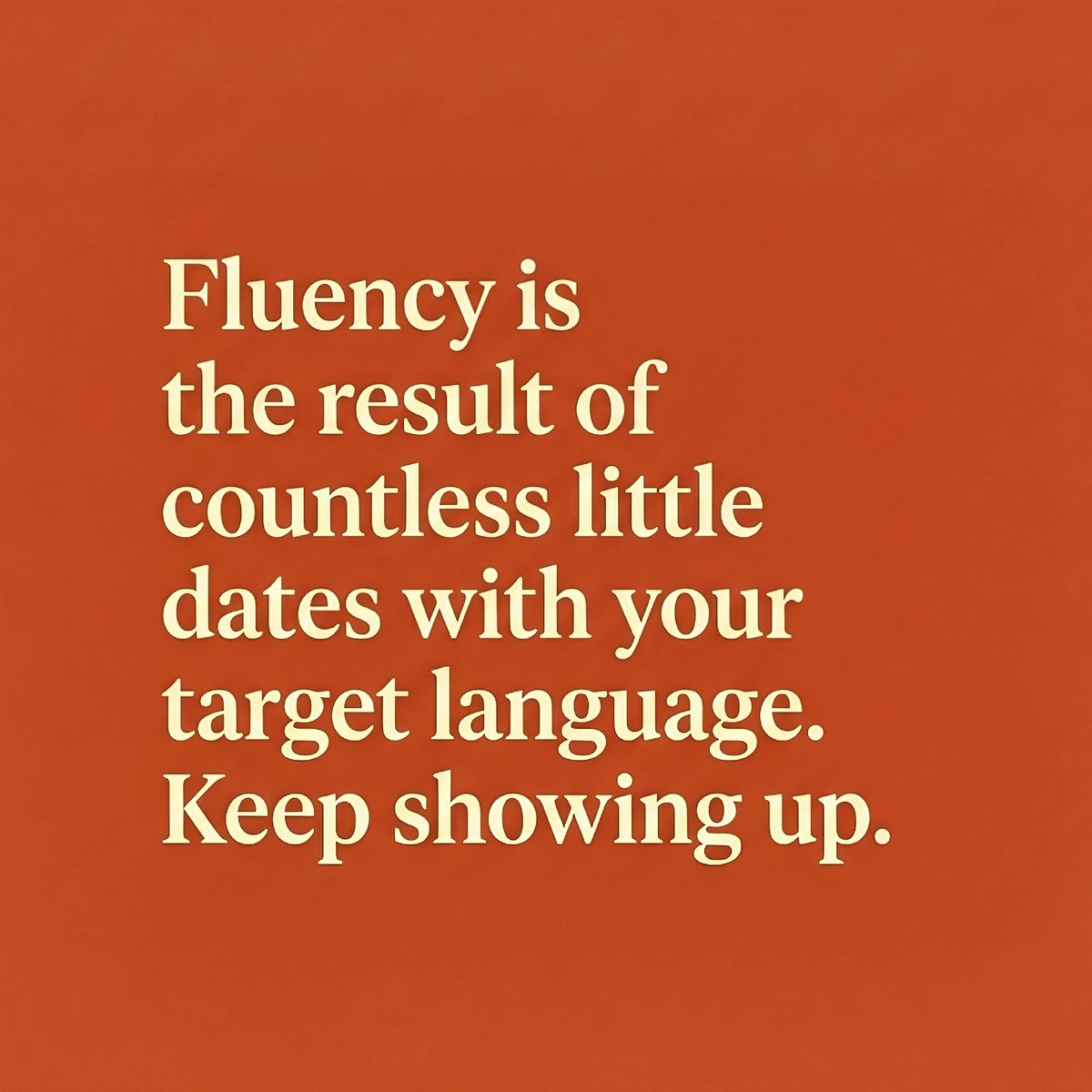 italki's tweet photo. Fluency isn’t built in one big moment. Think of it like dating: the more you show up, the more natural it feels. 💬

Keep practicing, and enjoy the journey!

#italki #languagelearning https://t.co/2fIRiqNS8c