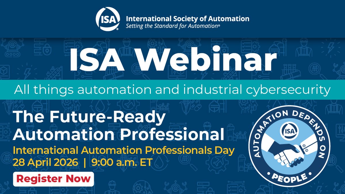automation_com's tweet image. We want to spend #IAPD with you! 📣

Join us on 28 April as we dive into an engaging conversation with speakers from across the #automation community to discuss  how the profession is evolving! Save your seat! ⤵️

programs.isa.org/iapd-webinar