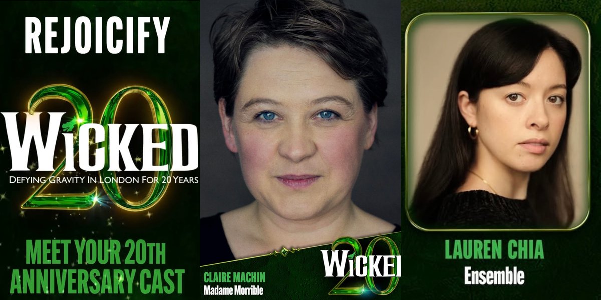 BelfieldWard's tweet photo. Wishing #ClaireMachin and #LaurenChia a thrillifying first day of rehearsals for @WickedUK as they join the
20th anniversary cast! Claire will be taking on the role of Madame Morrible whilst Lauren joins the ensemble. Casting by our very own #JimArnold! https://t.co/MKcwi8c78l