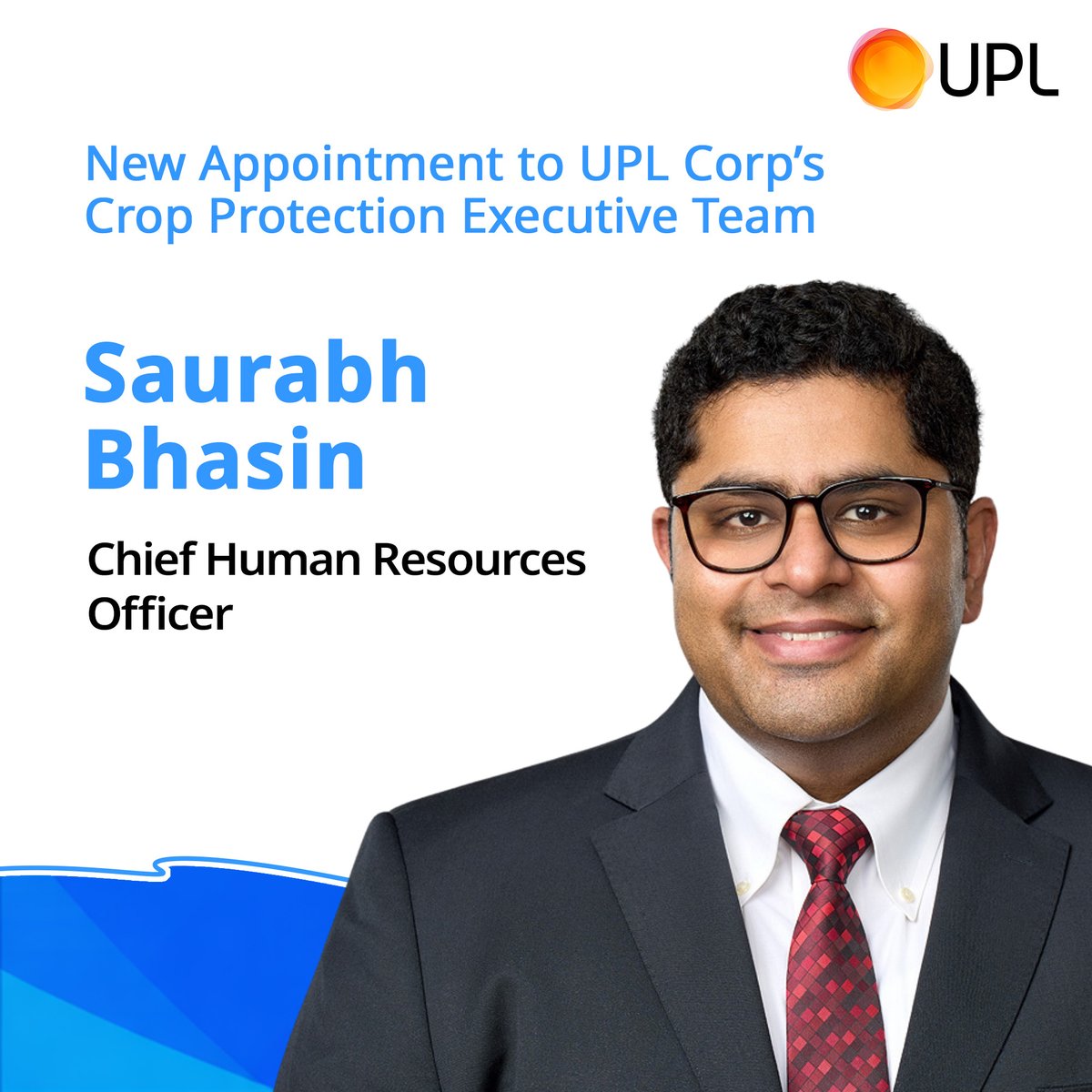 UPLCorp's tweet photo. We are excited to announce the appointment of Saurabh Bhasin as Chief Human Resources Officer (CHRO) of UPL Corp.
 
With expertise in driving transformation &amp; fostering a people-centric culture, Saurabh will lead our global people agenda. Join us in congratulating him. https://t.co/pnj0n4s62O