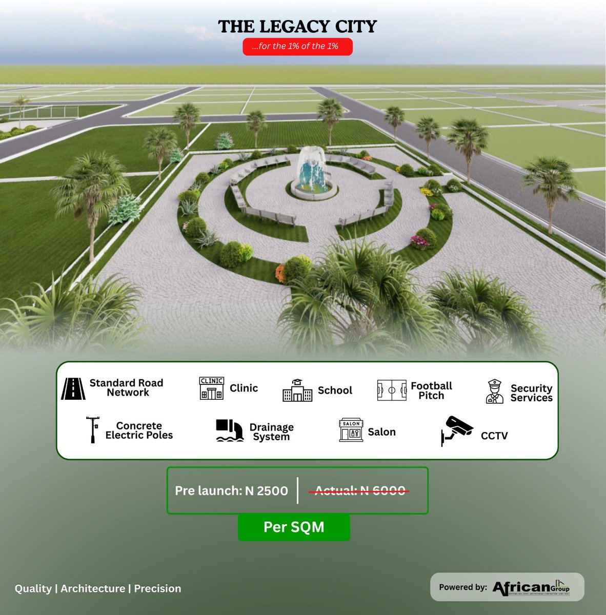 AfricanGroupng's tweet photo. Why squander money when you can get a land just for 2,500 Naira per square meter 😊 #realestate #properties https://t.co/G4M8IAElj4