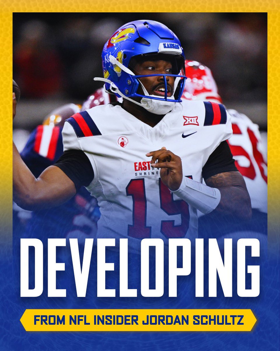 Schultz_Report's tweet photo. After visiting the Patriots on Friday, Kansas QB Jalon Daniels is in Tampa today for a Top 30 visit with the Bucs, per source. 

The 6’1, 219 lb Daniels also had private workouts with the Saints, Bills, Chargers, and Chiefs earlier this spring. https://t.co/QK1Z0Ev1L0