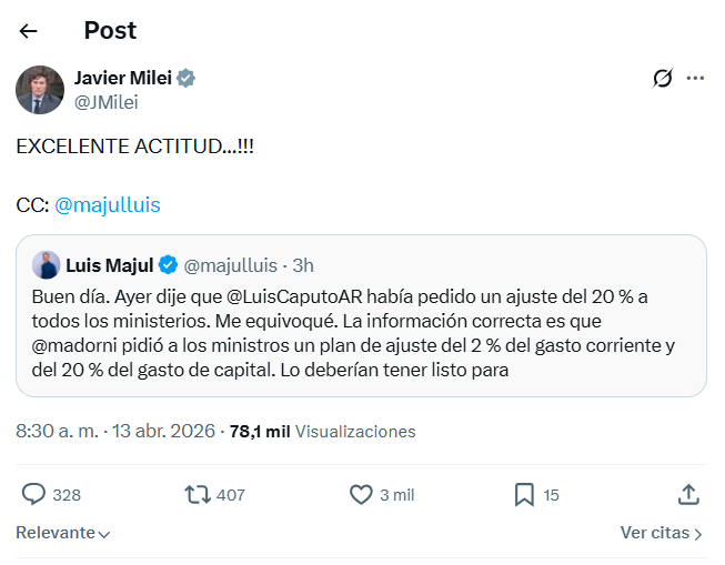 altoque_ok's tweet image. #Milei felicitó a #Majul por corregir la información que dio anoche

Que collar de melones que te felicite el patrón así en público 🤡 CERO CREDIBILIDAD LUIS