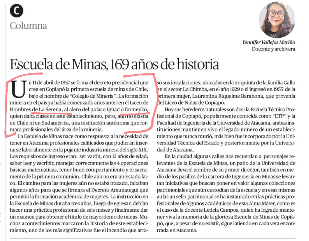 YenniVallejosM's tweet photo. Hoy fui interpelada en una carta a @diarioatacama por un sr. llamado Luis Rojas Carvajal, Ingeniero Industrial @UAtacama 
Si tan solo este señor hubiera leído el primer párrafo de la columna se hubiera ahorrado el trabajo de mandar la misiva.
Eso, buen inicio de semana 
#Copiapó https://t.co/s5nVsijdTy
