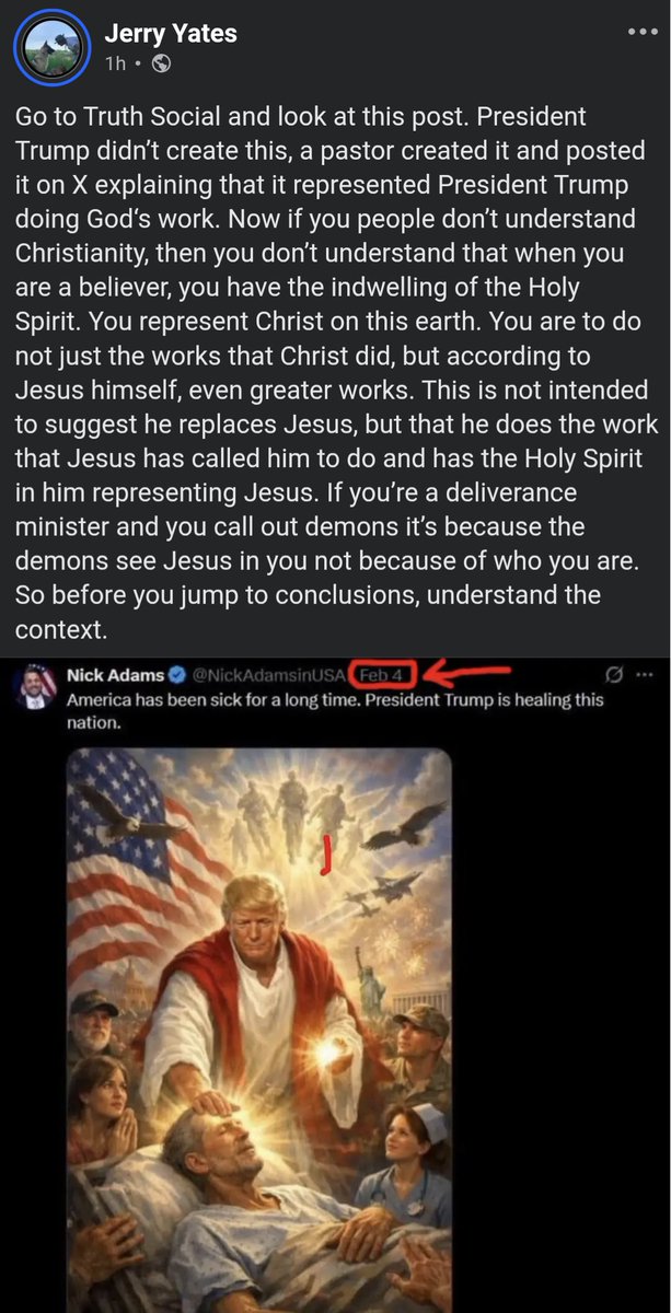 A pastor posted that not to say Trump was Christ

But that Christ was using Trump to heal America 

Most church people upset about it were vaccinated and fell for everything yet somehow they know what's going on now?!

I think not

I try to be Jesus to the lost

Church people