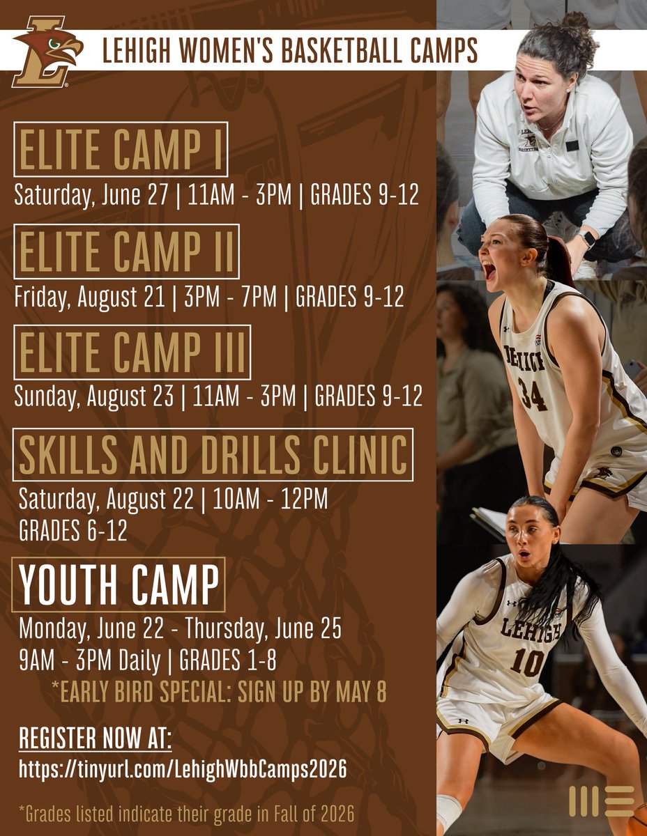 LehighWBB's tweet photo. Come Share It and Shoot It with us in Stabler Arena this summer ⛰️🦅

Use this link to register: https://t.co/rQ3sKNqowP https://t.co/jIyF5rFVty