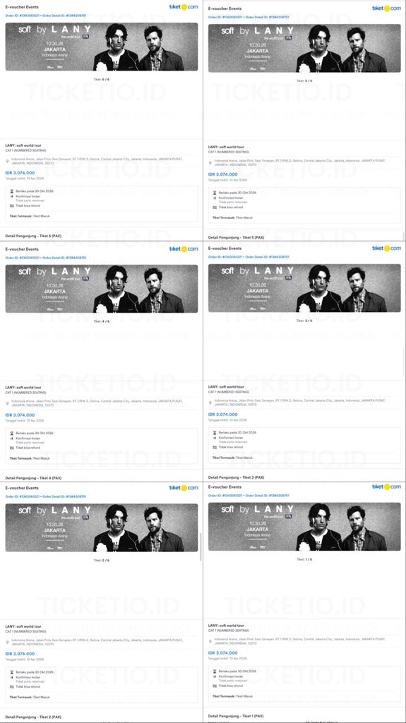 ticketioid's tweet photo. testi LANY CONCERT : Soft the World Tour Jakarta 

secured 12 Tickets🤍✨

thankyou for trusting us🫶🏻

yang masih mau dibantu war tiket LANY boleh langsung dm

✅ bisa pake data/account tikom sendiri
✅ self payment
✅ fee dibayar diakhir setelah secured

jastip wtb wts konser https://t.co/MOqvPptIas