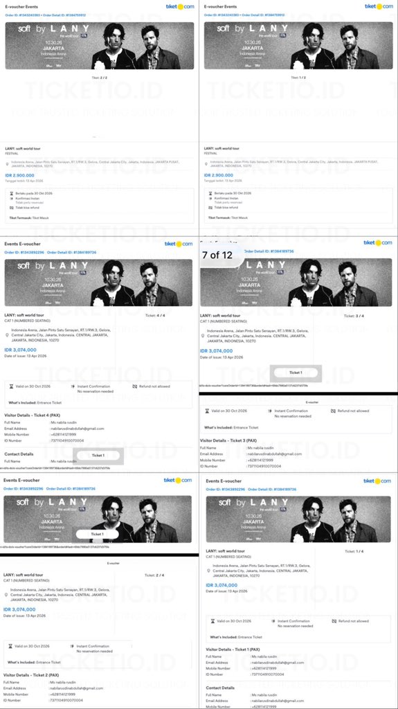 ticketioid's tweet photo. testi LANY CONCERT : Soft the World Tour Jakarta 

secured 12 Tickets🤍✨

thankyou for trusting us🫶🏻

yang masih mau dibantu war tiket LANY boleh langsung dm

✅ bisa pake data/account tikom sendiri
✅ self payment
✅ fee dibayar diakhir setelah secured

jastip wtb wts konser https://t.co/MOqvPptIas