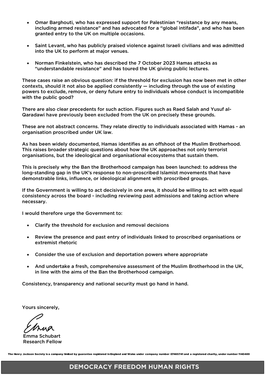 The UK can ban Kanye West on “public good” grounds.

So why are individuals linked to Hamas - an offshoot of the Muslim Brotherhood - still entering the country?

We’ve written to the Home Secretary.
It’s time to act.