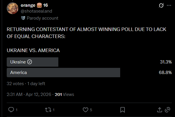 Idk what this is but I voted Ukraine anyway 🤣👇🗳️🔨