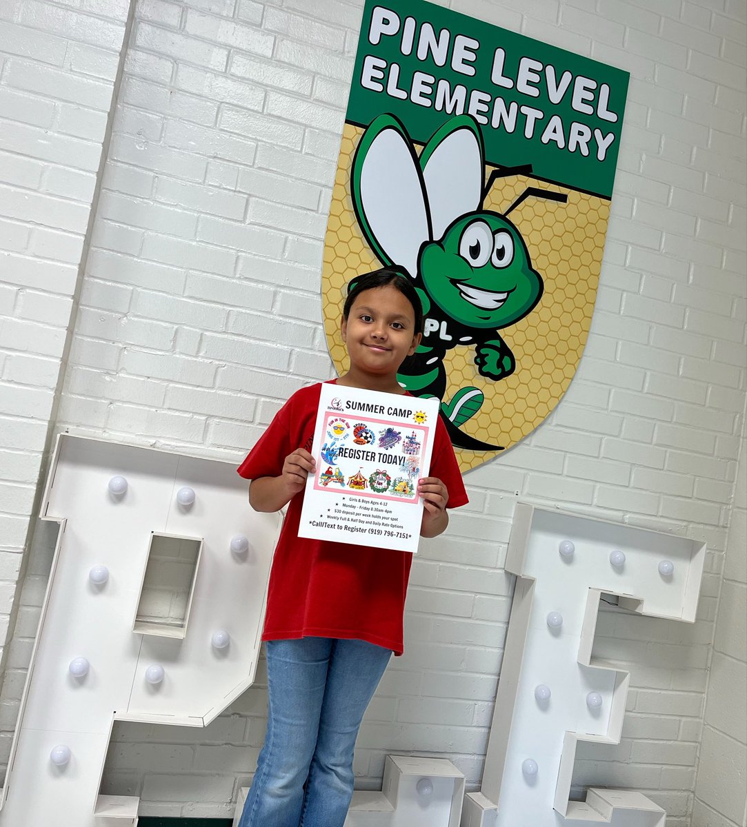 Thank you for everyone’s support of <a href="/PineLevelES/">PineLevelES</a> PTA Spring Raffle. We appreciate you. 

Congratulations to Teresa Mendez.  She was the winner of one Summer Camp week donated by Brooke’s Tumble &amp; Cheer. She gave her prize to her ticket seller, Azanza.