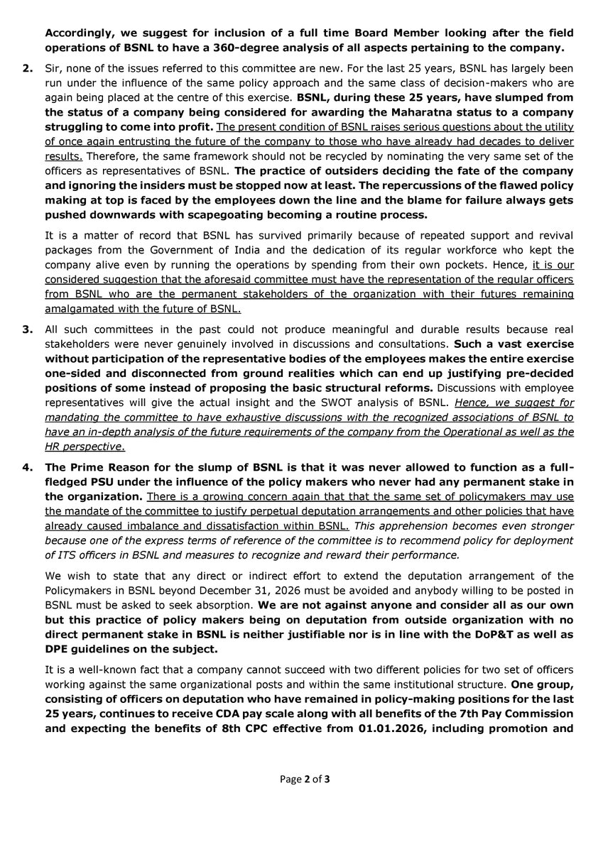 AIGETOA , Recognised Association of BSNL tweet media